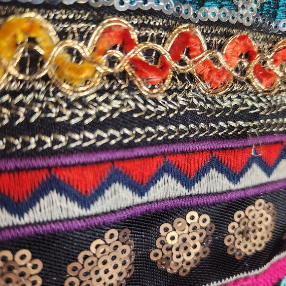 DENIM CO EMBROIDERY BOHO FESTIVAL OVERSIZE STATEMENT JEAN JACKET SIZE SMALL 4/6 - Picture 11 of 15